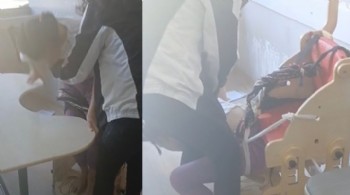 Otizmli öğrencileri sıralara bağlamışlar