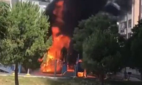Buca'da vandallar parkı yaktı!