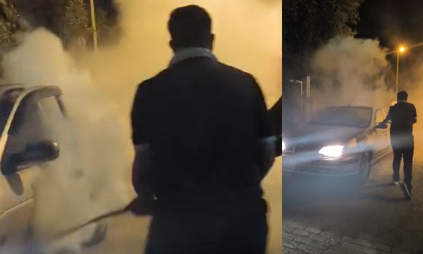 Kız arkadaşının ailesini yangın tüpüyle uzaklaştırdı!